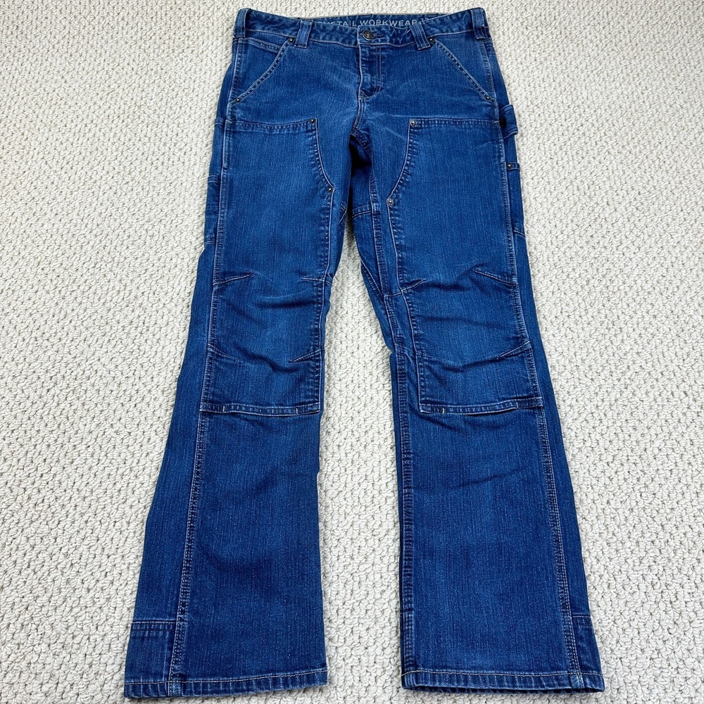 Dovetail Workwear Jeans Womens 12/30 Blue Canvas Double Knee Britt Utility Denim